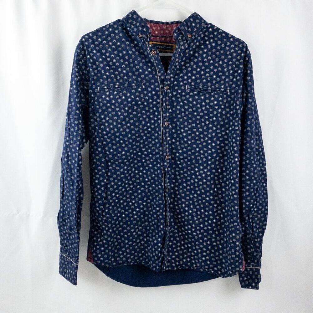 Paper Denim & Cloth Navy Floral Print Button Down Shirt Mens Medium